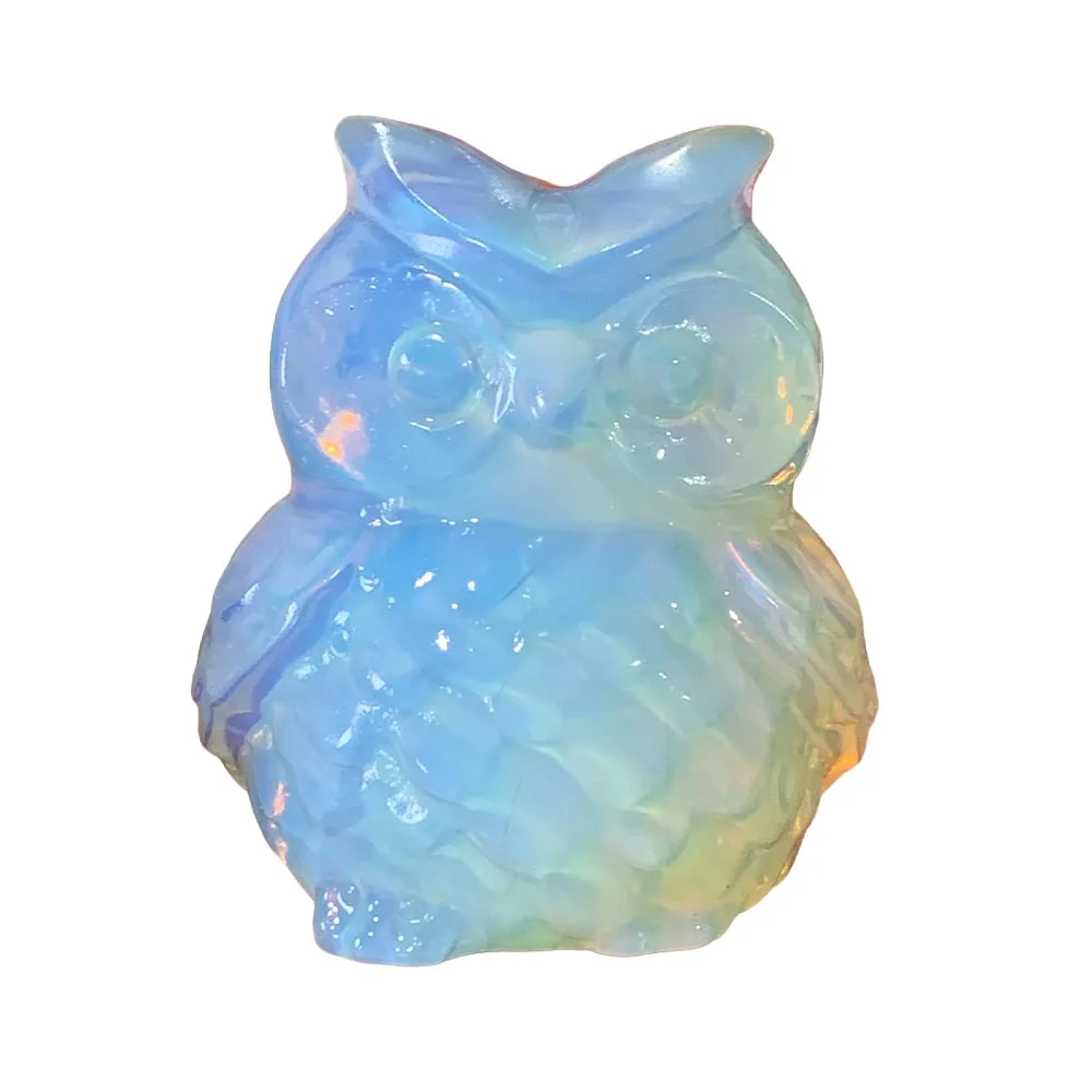 Custom 5cm Opalite Owl Figurine - Hand-Carved Crystal Statue for Home Decor, Reiki Healing Stone & Unique Gift