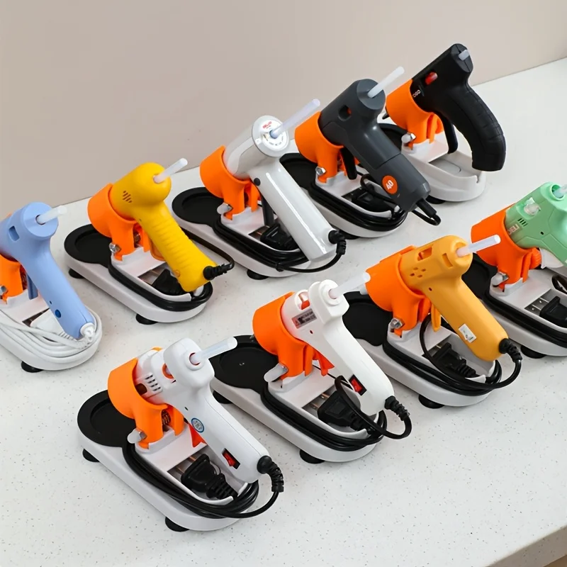 Universal Hot Glue Gun Stand Multipurpose Storage Rack Built-in Drip Tray Cable Organizer For Different Glue Guns