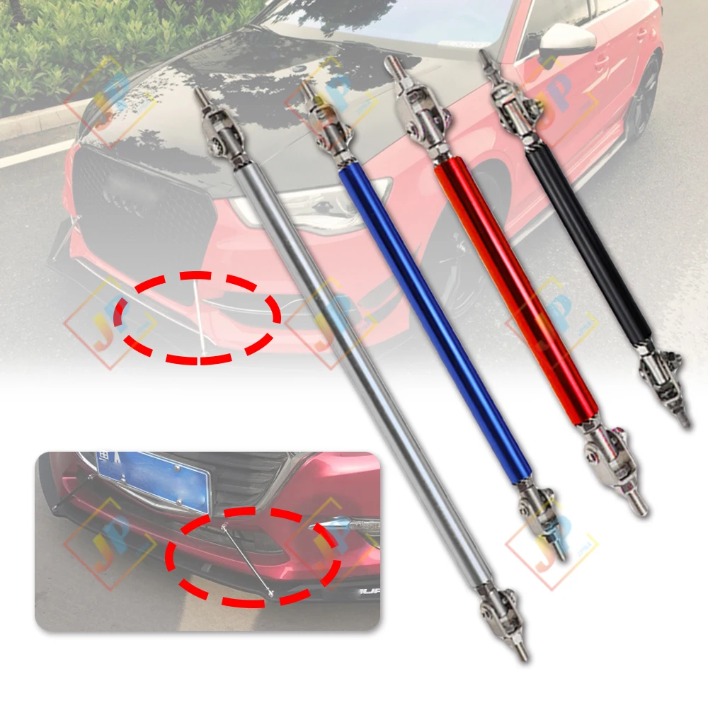 2PCS JDM Adjustable Car Front Bumper Lip Protection Bar Support Bar Separator Strut Tie Rod Support Kit