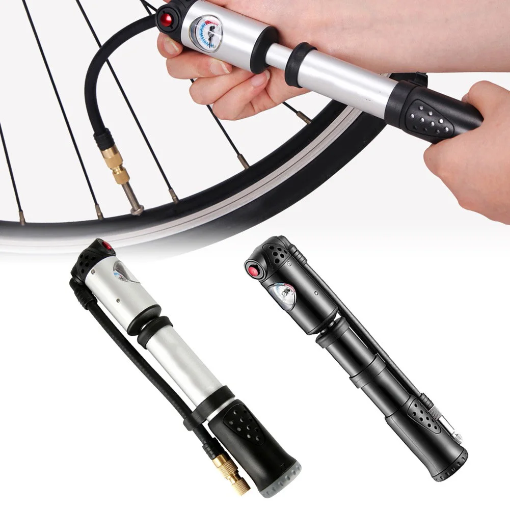 

Bike Tire Inflator MTB Fork Pump Switchable Hi-V Hi-P Fine-tuning Bleeder Accurate Pressure Gauge Pump Bicycle Pump Black Silver