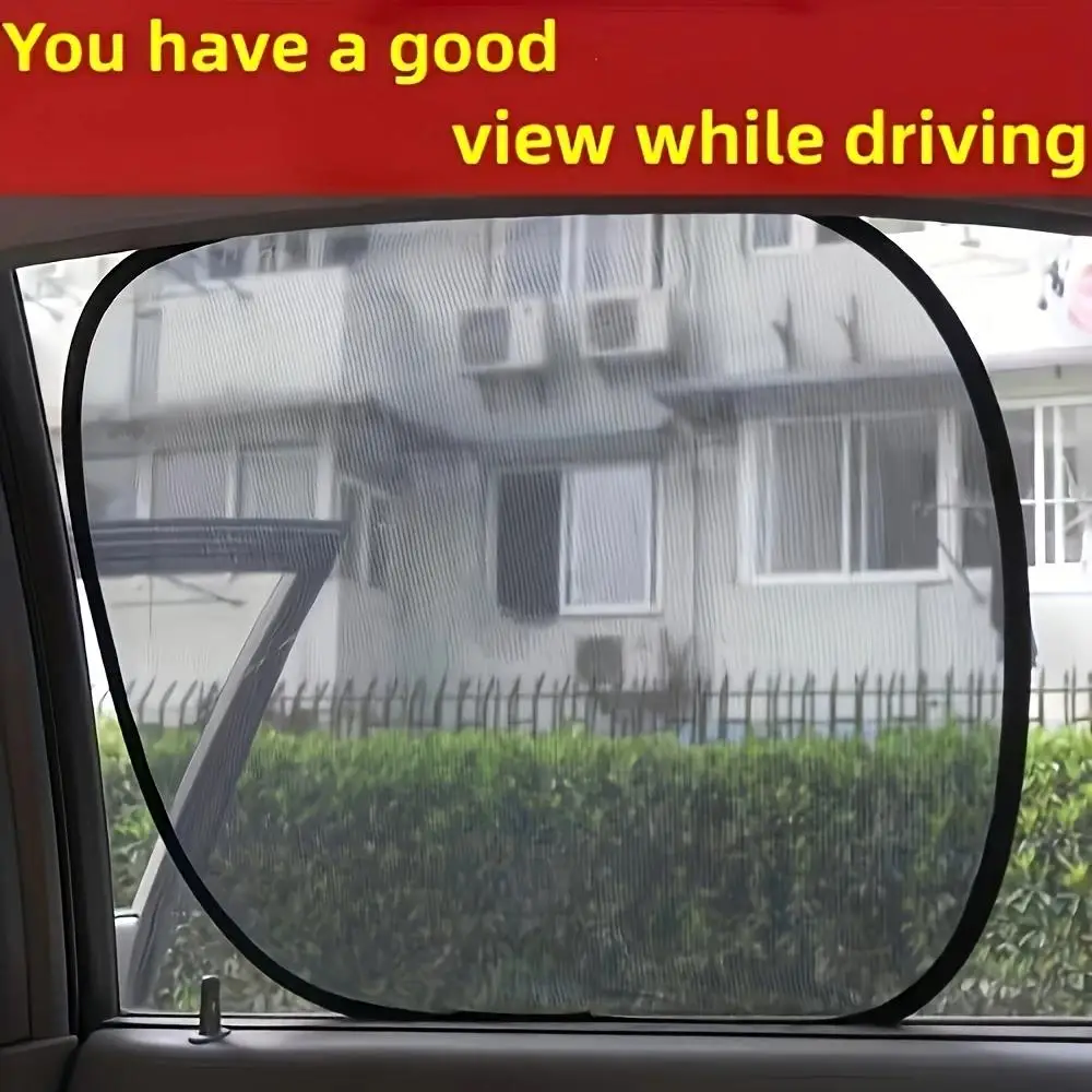 2-Pack Universal Car Window Sunshades, Electrostatic Roll-Up UV & Heat Blocking Mesh Curtains for Sedans, Trucks, SUVs