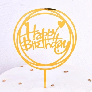 Alles Gute zum Geburtstag Toper Kuchen, verschiedene Stile, Schwarz und Gold, Babyparty, Geburtstagsfeier, Flaggenkuchendekorationen, 1, 10pcs 12 Hauptverkaufskuchen - №2