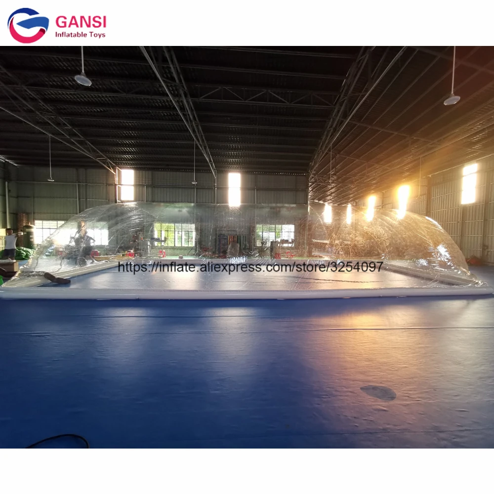 PVC tarpaulin inflatable clear air tent for swimming pool cover outdoor bubble tents inflatable pool cover tent