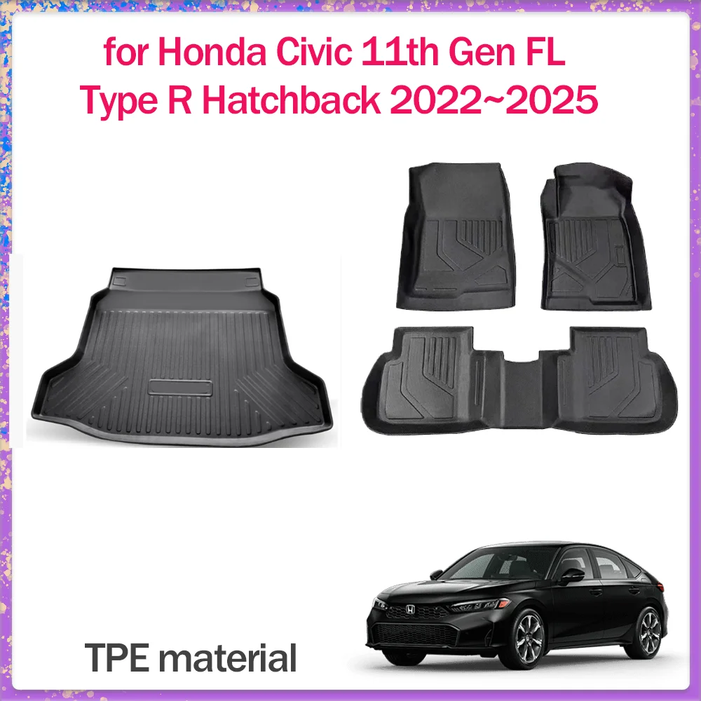 

Автомобильный коврик для Honda Civic 11-го поколения FL Type 2022 ~ 2025 TPE, внутренняя подкладка для ног, водонепроницаемый коврик для багажника, аксессуары на заказ