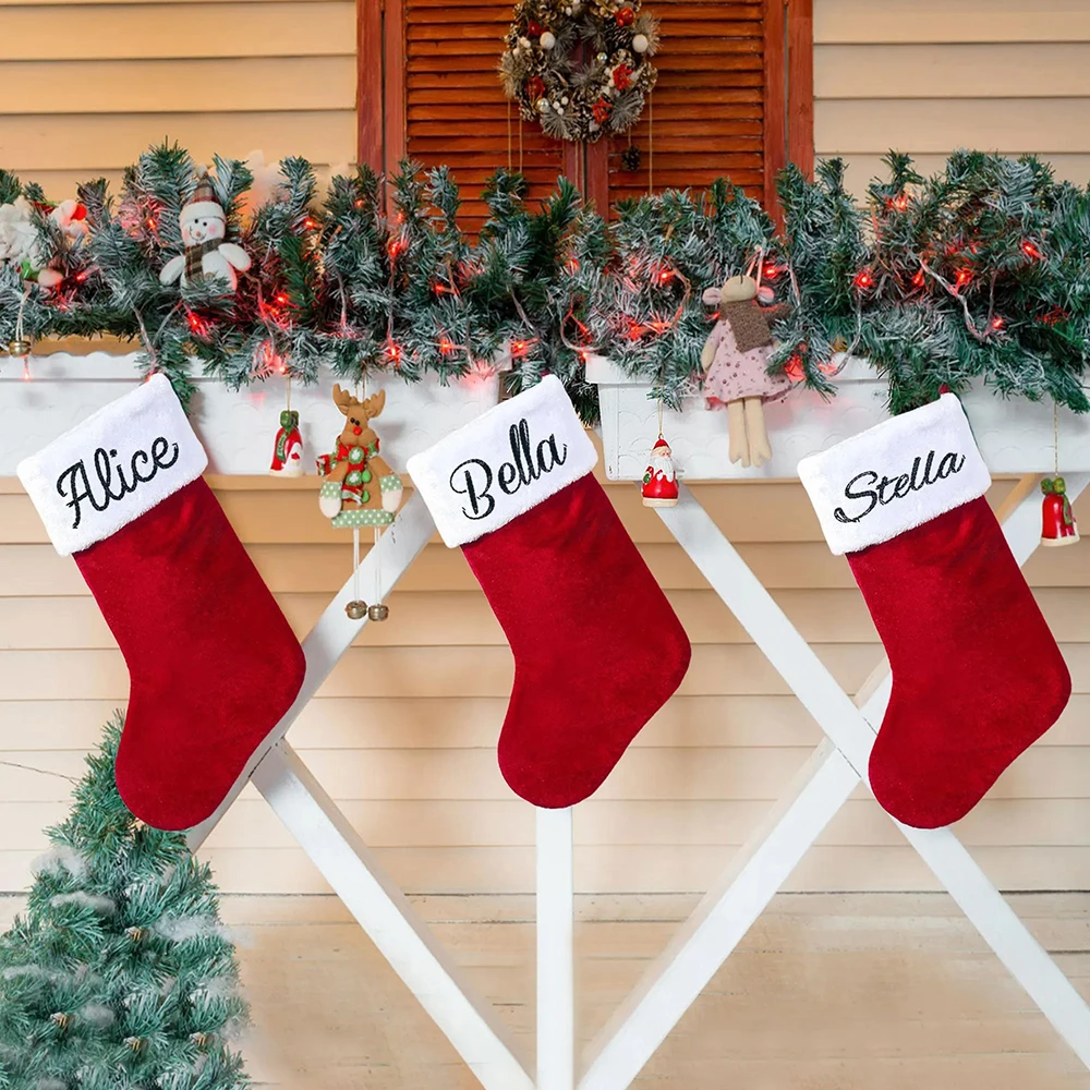 

Custom Christmas Stockings 2025 Christmas Decoration for Home Personalized Xmas Tree Ornament Gift Navidad Natal New Year