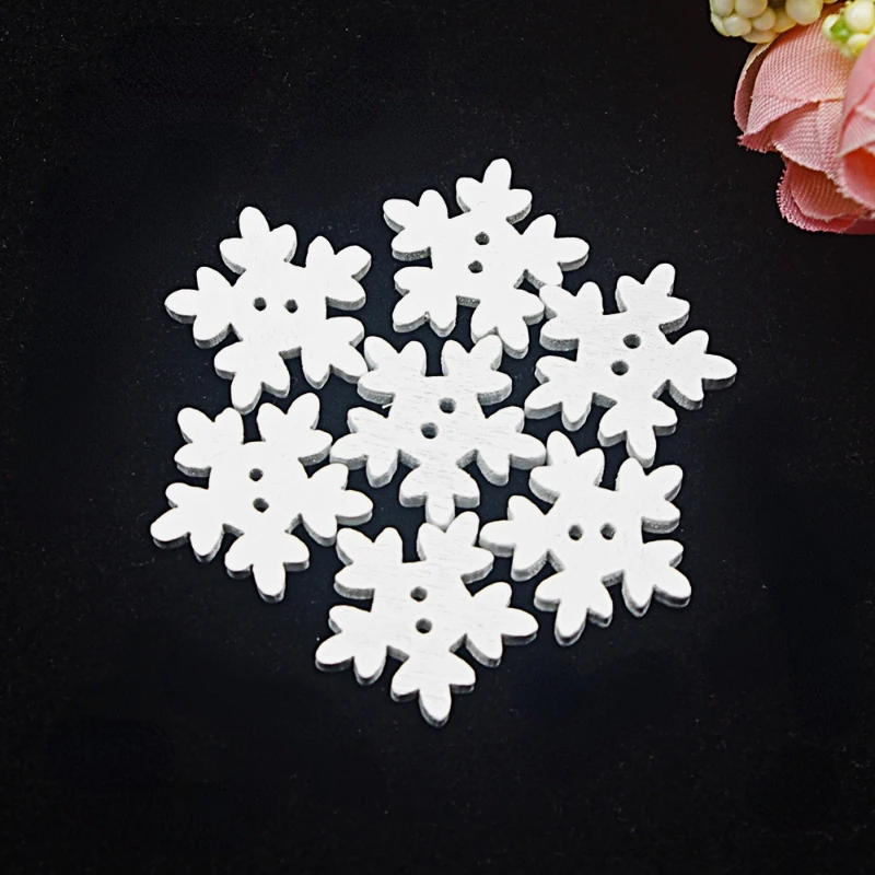 18mm Wooden Buttons Scrapbook Snowflake 2-Holes  buttons for clothing  diy  buttons for crafts  sewing supplies  craft supplies