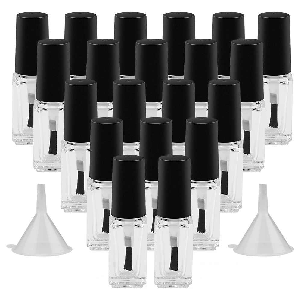 20 Stück 5ml Leere Nagellackflaschen mit Rundpinsel, Kleine Klare Glas-Kosmetikbehälter, Nachfüllbare Nagellack-Flaschen – Detail 3