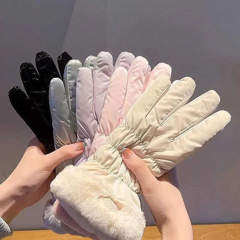 Autumn Winter Motorbike Gloves Women Windproof Anti-slip Touchscreen Fleece Keep Warm For Work Gloves Female Sports Bike Cycling