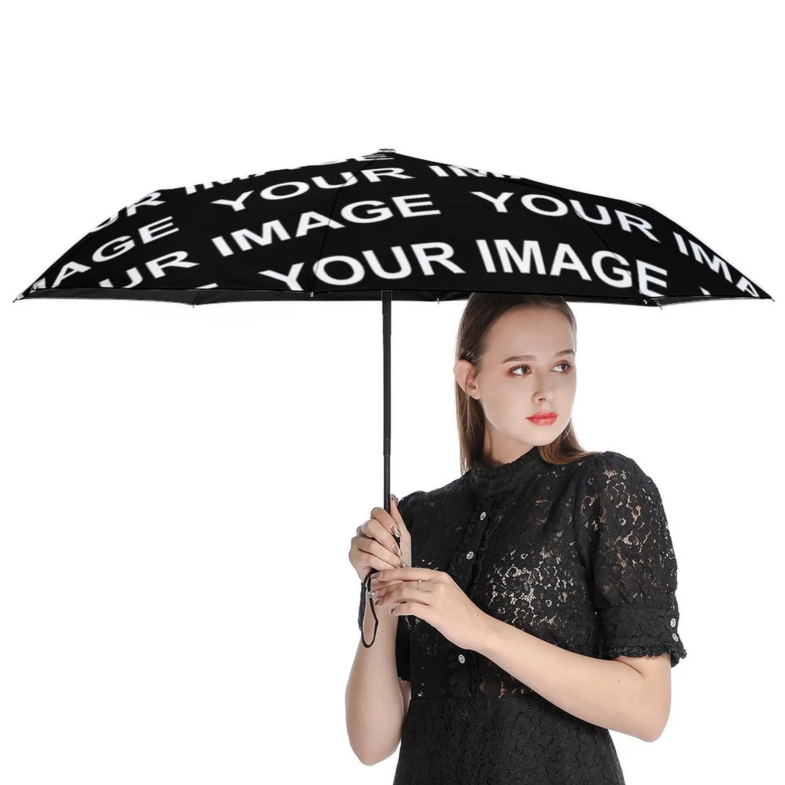 Your Image Customized Umbrella Sunshade UV Protection Custom Made Design Umbrella Folding Elegant 3 Fold Auto Beach Art Umbrella