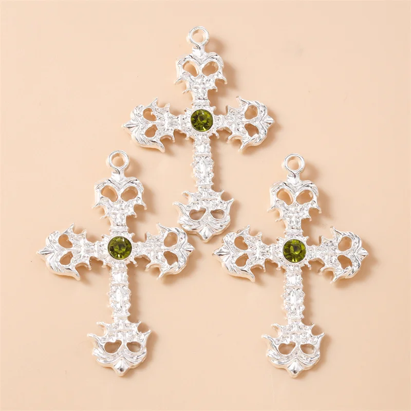 Leslie 10 Stück Große Kristall-Kruzifixe Jesus-Kreuz-Anhänger Steampunk-Kreuz-Anhänger für Schmuckherstellung, Halsketten, Ohrringe, Bastelarbeiten – Detail 6