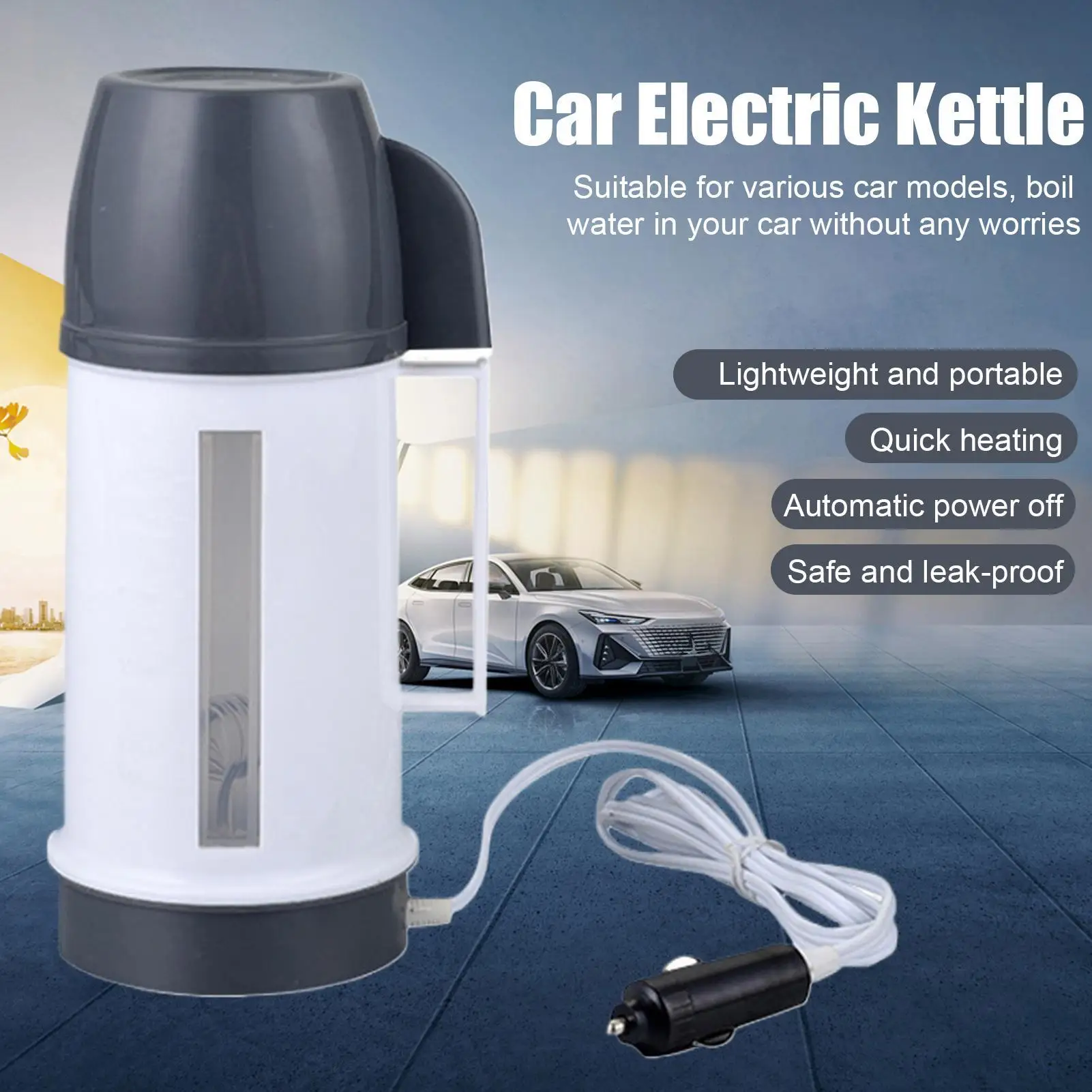 

Car Electric Kettle 12/24V Electric Tea Pots Car Coffee Maker With Electric Heating For Road-Trip Daily Travel Water Heating