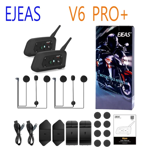 Imagen 1 del producto EJEAS-intercomunicador V6 PRO + 1200M para casco de motocicleta, auriculares con Bluetooth 5,1, interfono, comunicador utilizado para 6 conductores, resistente al agua IP67