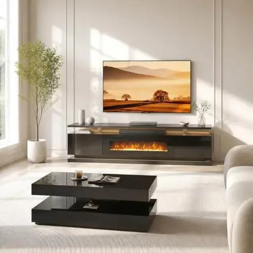 2-Piece Modern Living Room Table Set, Includes High Gloss 70