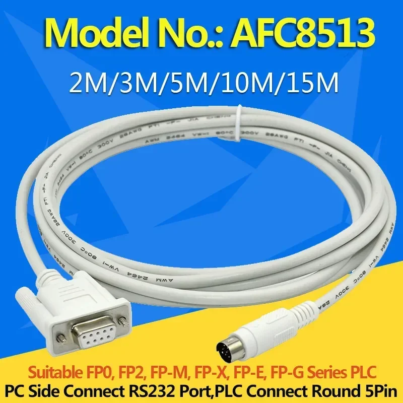 AFC8513 adecuado para Nais Panasonic FP0 FP2 FP-M FP-X FP-E FP-G Series Cable de programación PLC compatible con WIN7/XP