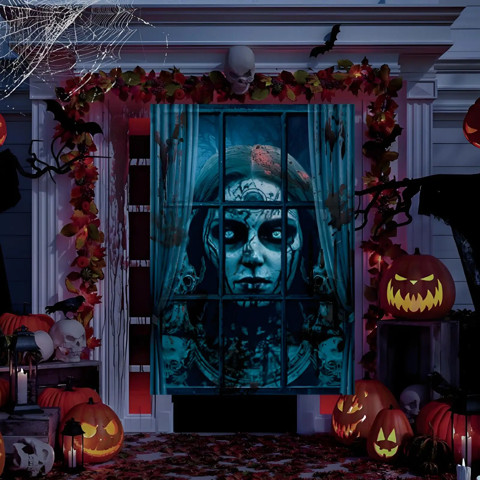 

2025 New Halloween Window Decoration Stickers Blood Halloween Background Prop Decoration by 9.84 x 19.69 inches