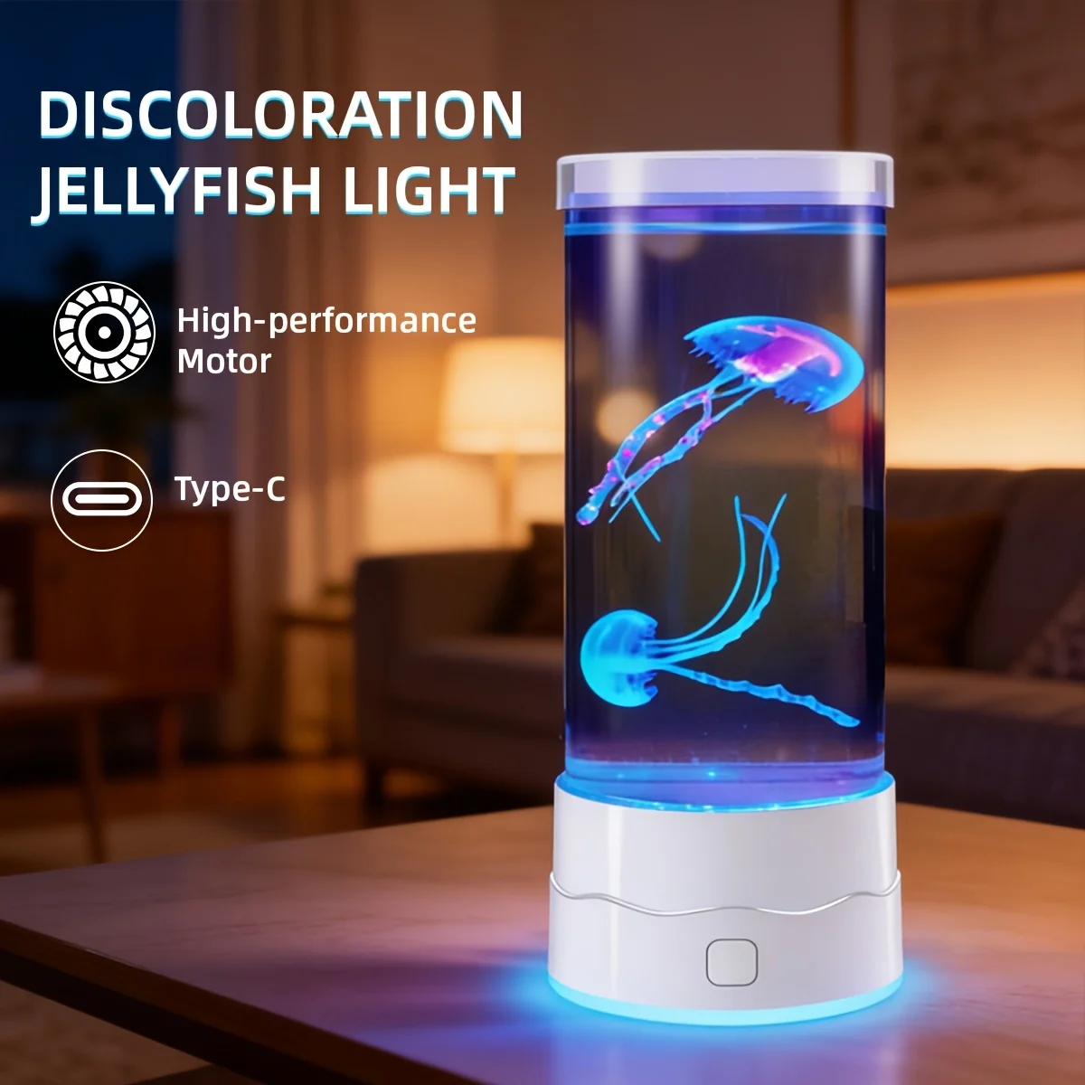 A Jellyfish (Anemone) Lamp, an Aquarium Ocean Night Light, Multi-Color Changing Ambient Night Light, Suitable for Living Rooms, Home Bedrooms, Desktop Decoration, And Holiday Gifts (USB Powered)