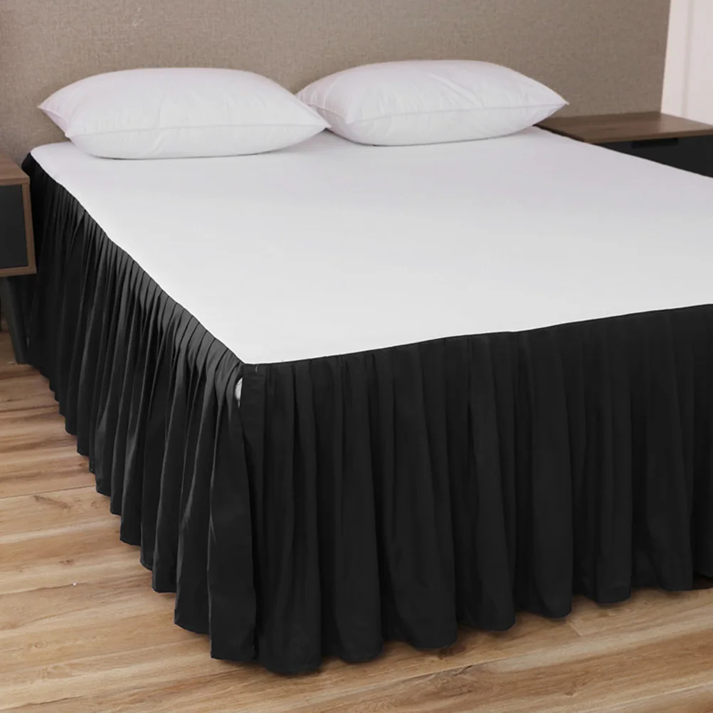

Bouffancy Black Polyester Cotton Ruffled Dust Ruffle Bedding Pleated Skirt Home Decoration Bed Accessories