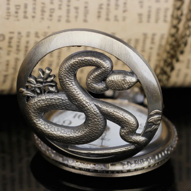 جوفاء الأفعى كوارتز ساعة الجيب قلادة فوب سلسلة Steampunk ساعة كوارتز خمر ساعة الجيب للرجال والنساء هدية