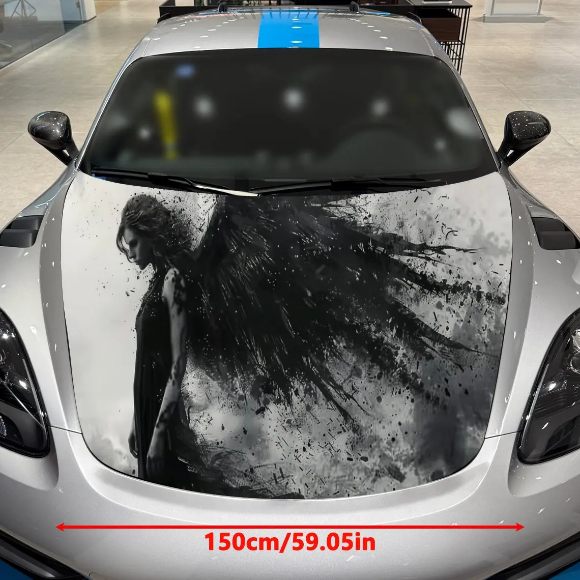 Black-winged Angel Car hood packaging sticker, PVC material, self-adhesive waterproof, anti-slip paint, car exterior decoration