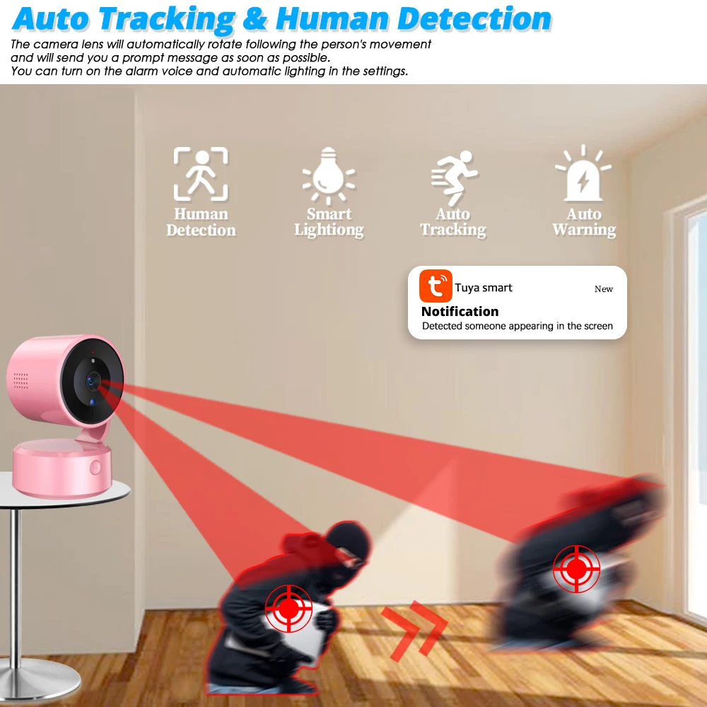 Imagem -03 - Tuya Mini Câmera ip sem Fio ao ar Livre Vigilância de Vídeo hd Auto Tracking Casa Inteligente Monitor do Bebê Auto Tracking 5mp 360 Ptz