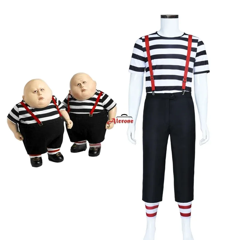 

Мужской костюм Dum Tweedle Dee, черная полосатая футболка на Хэллоуин, карнавал, косплей, одежда Twin Fat Brothers tt9]