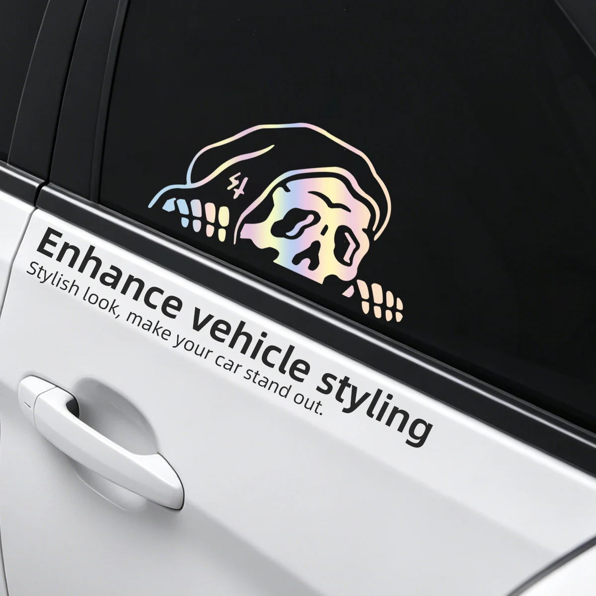 Halloween Skull Style Car Sticker Reflective Warning Decal Scary Ghost Skeleton Rear Window Trunk Universal Auto Exterior Decor