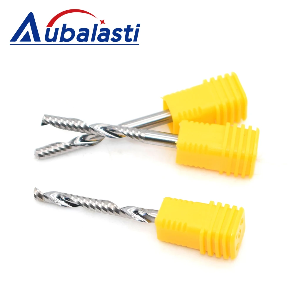 Aubalasti-다운 컷 밀링 커터, 단일 플루트 나선형 비트, SHK 3.175/4/6mm, 텅스텐 카바이드 CNC 공구 라우터 조각 비트, 5 피스