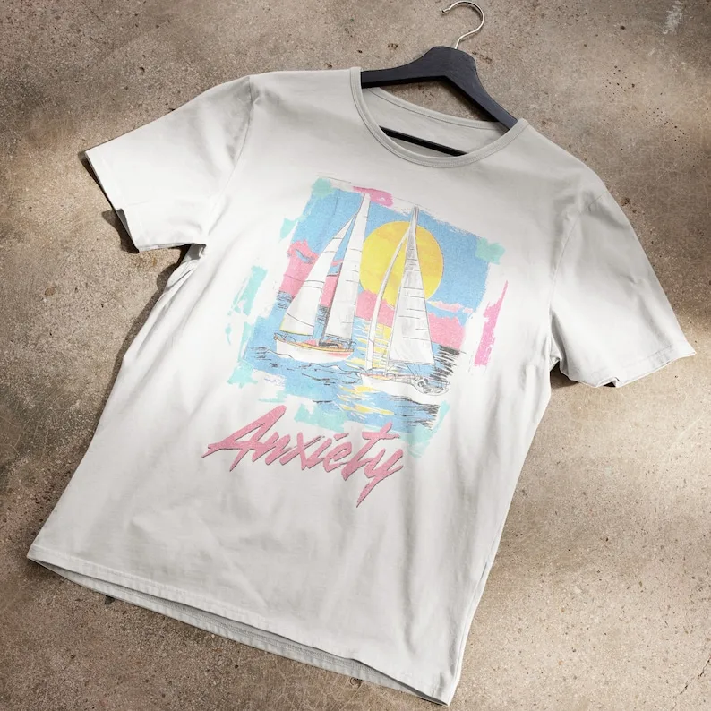 Sailboats In The Sunset Anxiety 80s Tshirt