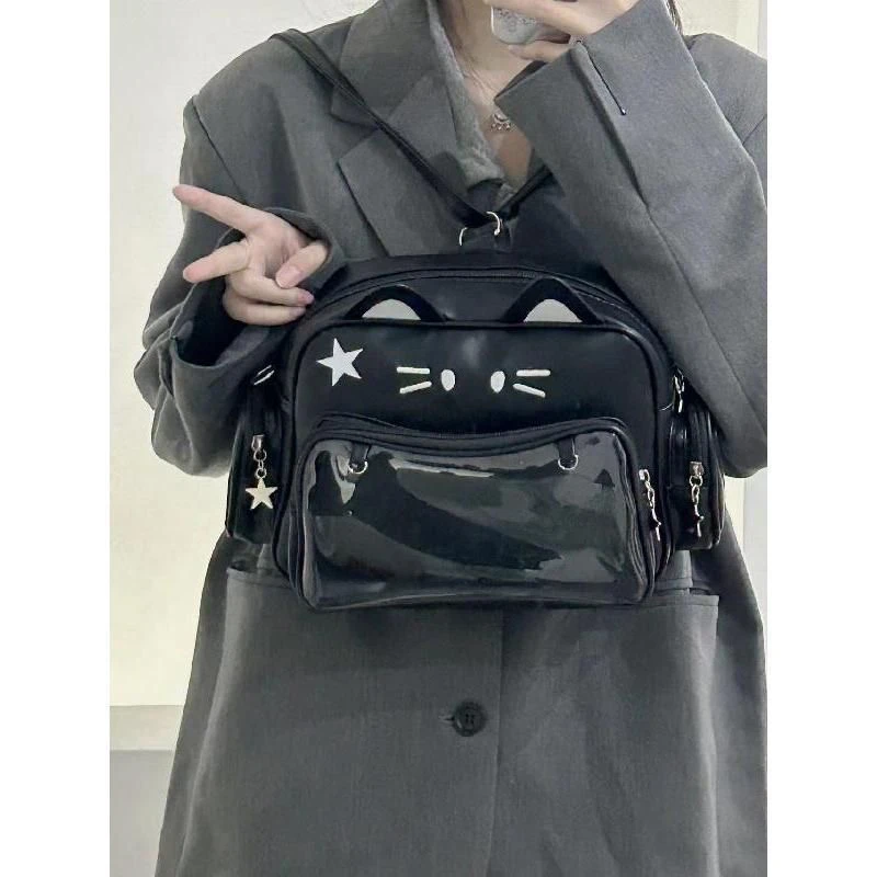 

Y2K Millennium Spicy Girl Pain Bag Mechanical Double Shoulder Bag Cute Large Capacity 2025 New Single Shoulder Slant Bag
