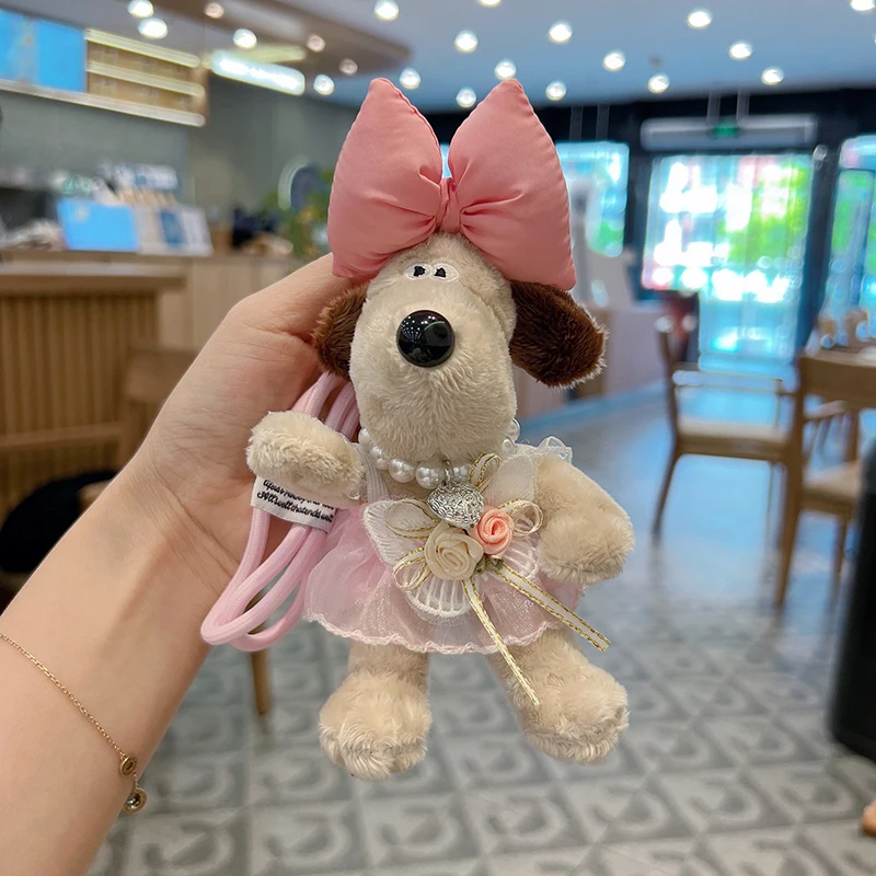 Nuevo ramo de gasa tutú de peluche chef perro llavero de coche cachorro de dibujos animados muñeca bolsa adorno chica