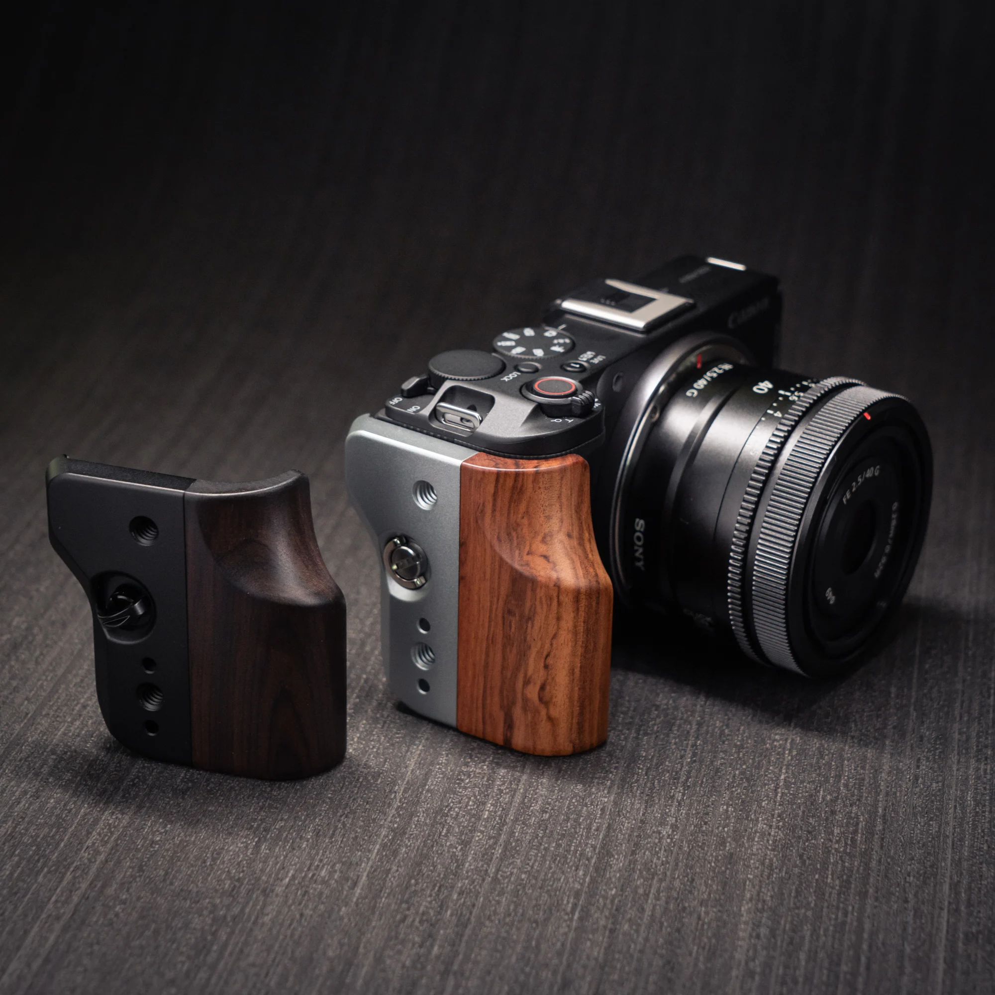 Solid Wood Side Grip Multi-Functional Expansion Cage for Canon EOS R50 V with Solid Wood Handgrip & Aluminum Alloy Side Panel