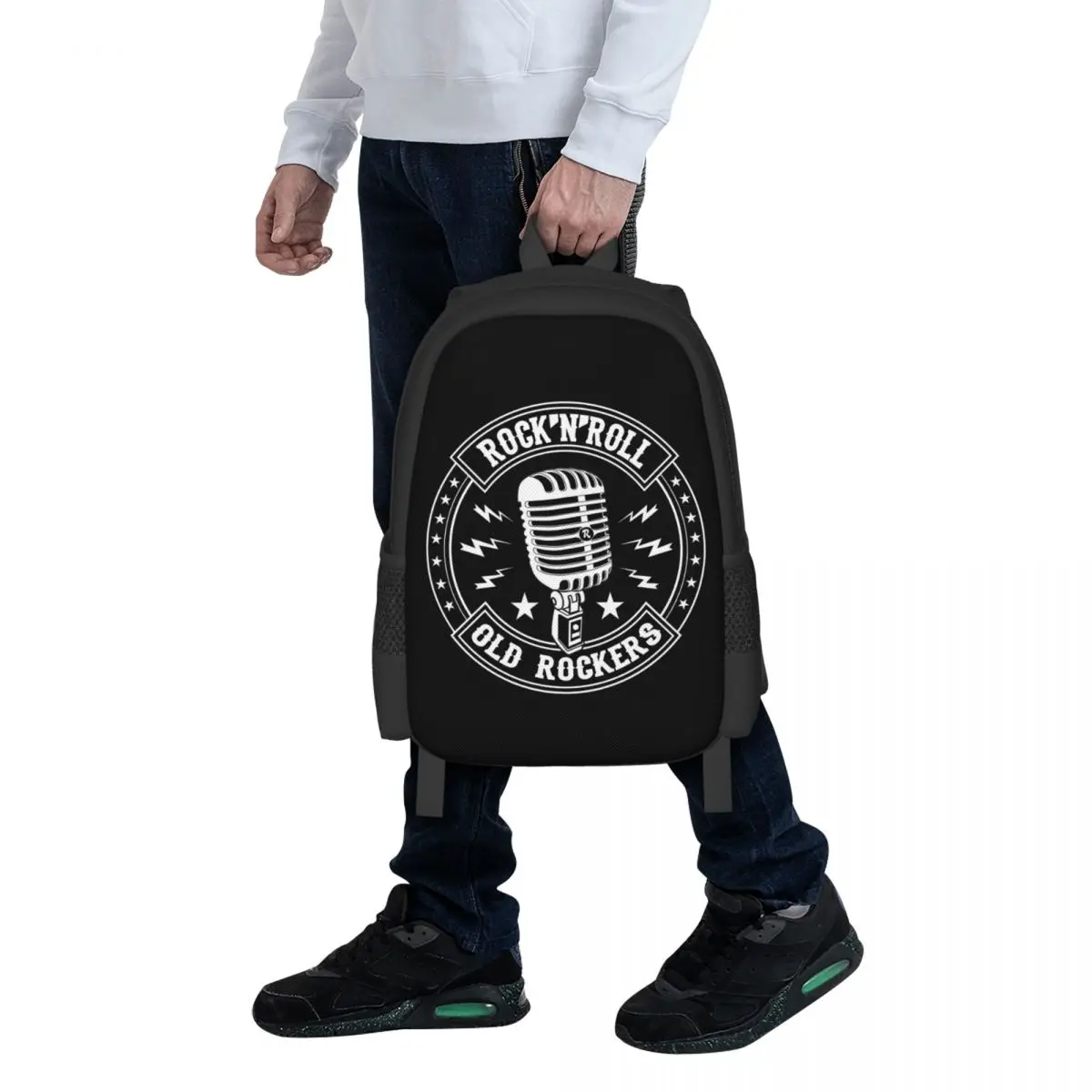 Microphone Rock And Roll Rockabilly Student Backpack School Bag Hiking Travel Daypack for Boys Girls Bookbag Shoulder Bags