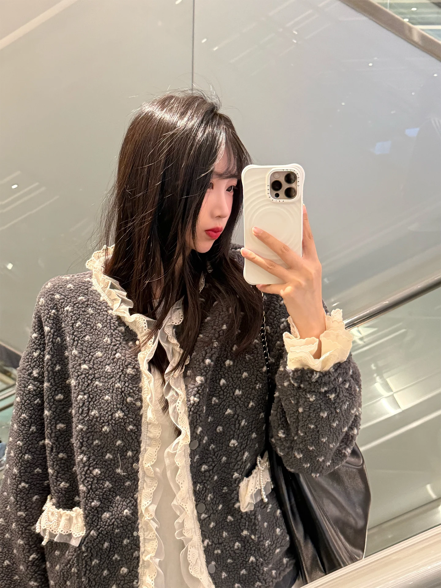 

Fre Цветочный лоскутный Fce Jaet Женский зимний новый Sle Двойной хлопковый топ с кружевной отделкой Свободный крой Длинный...