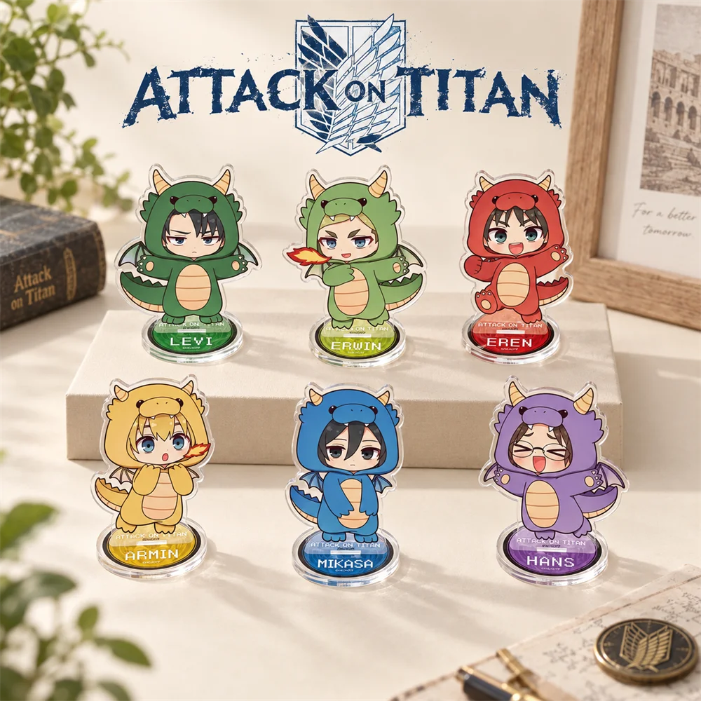 Attack on Titan 10cm Dragon Onesie Chibi Acrylic Stand Figures Keychain Anime Desktop Tabletop Ornament Otaku Fans Gift