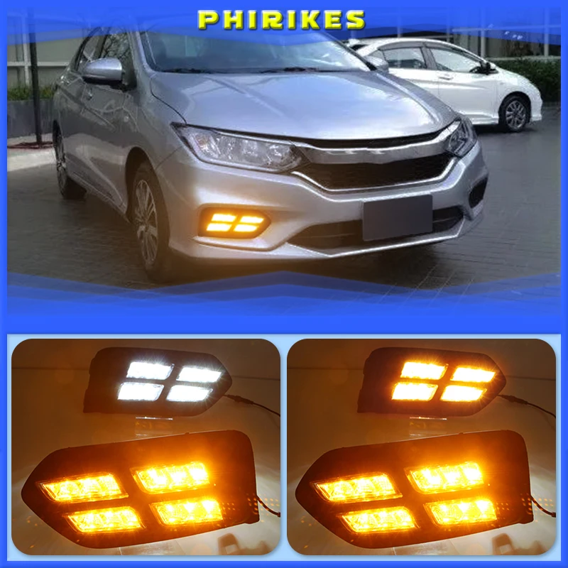 

For Honda City Grace 2017 2018 2019 Turn Yellow Signal Relay Waterproof ABS 12V Car Lamp DRL LED Daytime Running Light Fog Lamp