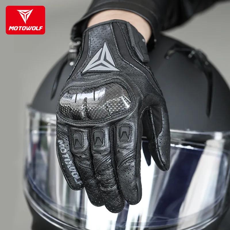 

Motorcycle Gloves Breathable Leather Touchscreen Touch Screen With Carbon Fiber Breathable Anti-fall Protect Riding Gloves 장갑
