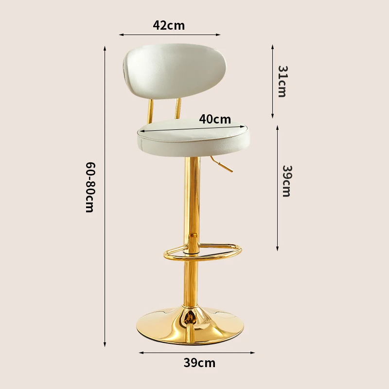 

High Bar Stool, Nordic Luxury Adjustable Rotating Chair, Home Kitchen Bar Seating, Commercial Stool Modern High Back
