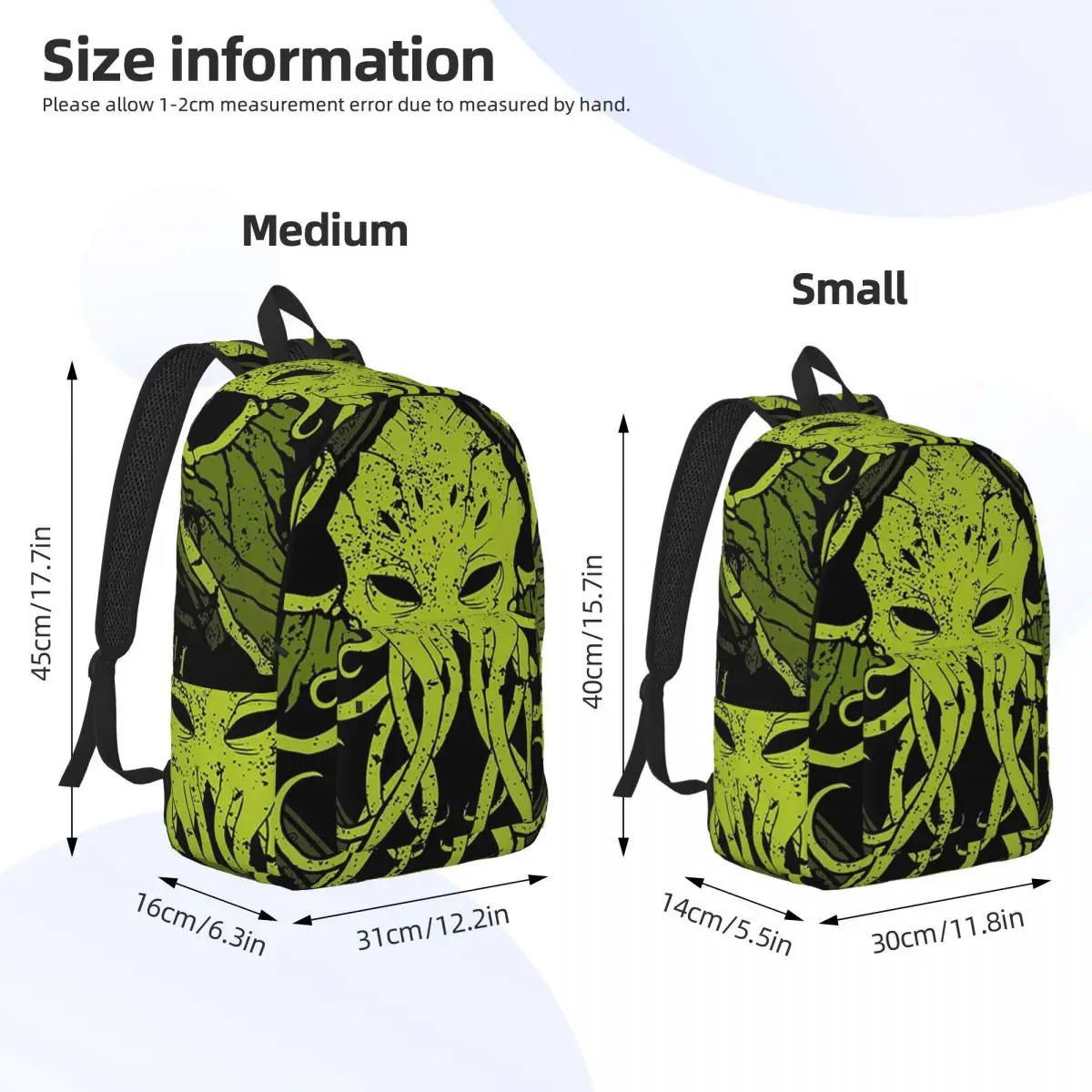 Cthulhu Monster Fantasy Ar Backpack Daypack Large Capacity Kids BookBag School Bag Shoulder Bags for Men Women