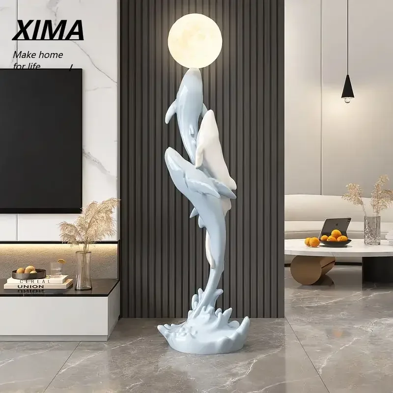 

Light Luxury Whale Floor Lamp Ornaments Home Accessories Living Room TV Cabinet Sofa Next To Art Sculpture