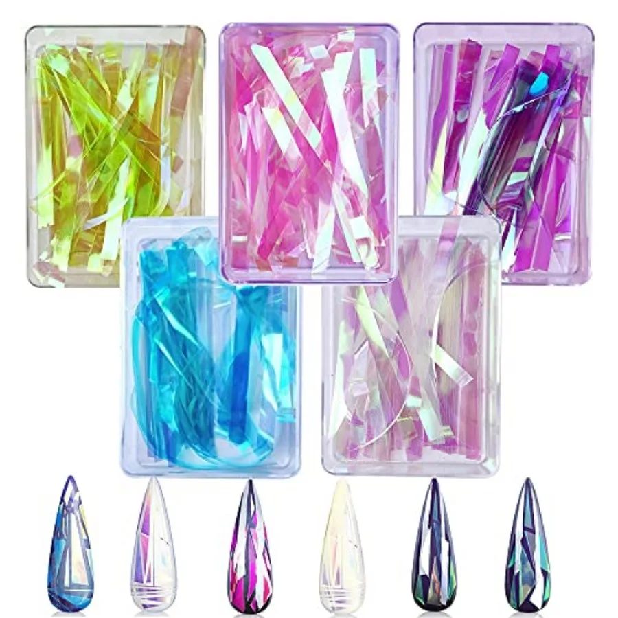 

Ice Cube Aurora Glass Paper Nail Art Sticker, Colorful Laser Aurora Cellophane Gradient Candy Paper Strip Nail Sticker, Reflect
