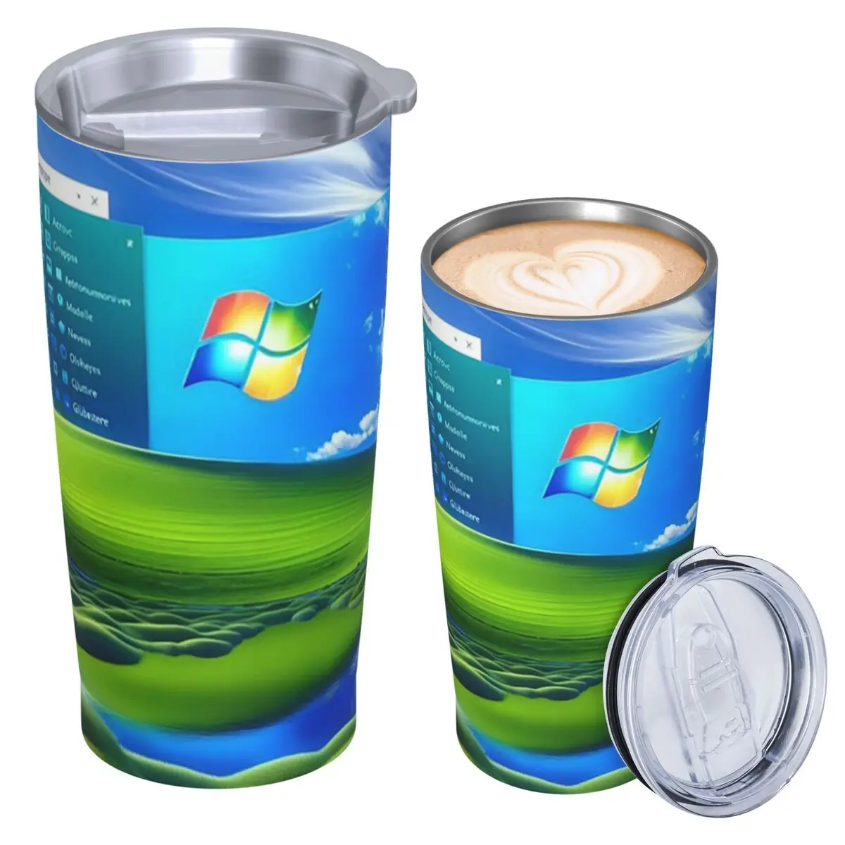 Frutiger Aero Windows XP Background Stainless Steel Tumbler Vacuum Insulated Mug Thermal Cold Bottle Straws With Lid 20oz