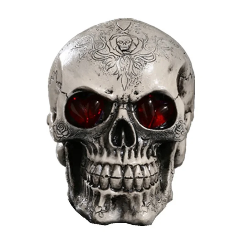 Resin skull Display LED Skull Crafts Personalized Office Decoration Halloween Decoration Teaching Skeleton Model Holidays Gifts