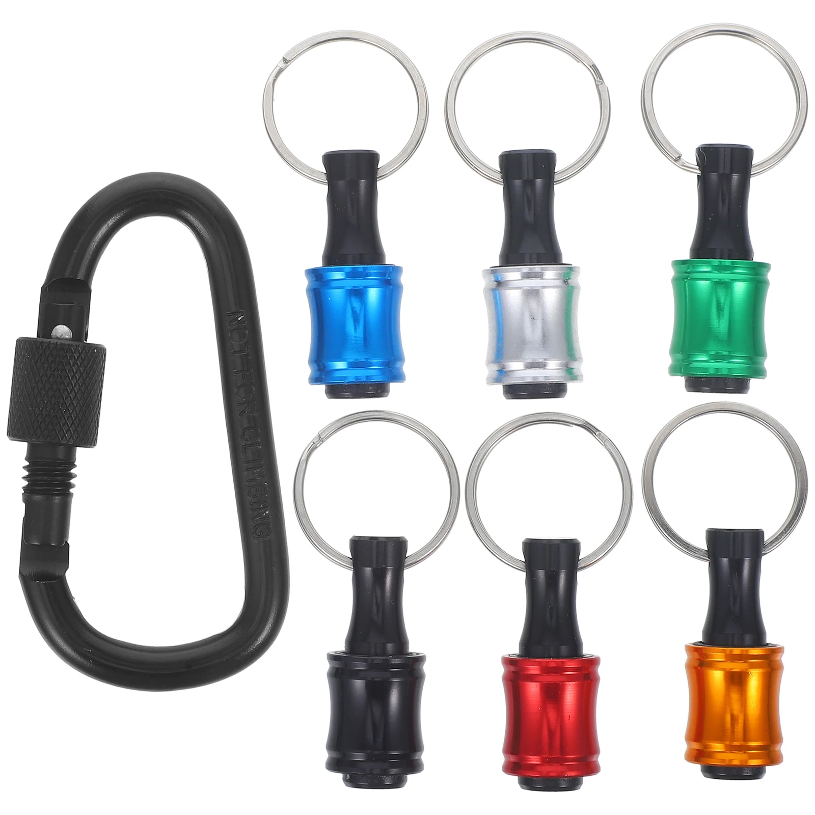 6pcs Stainless Steel Socket Extension Rod Quick Release 1/4 Inch Bit Holder Groove Driver Compatible Carabiner