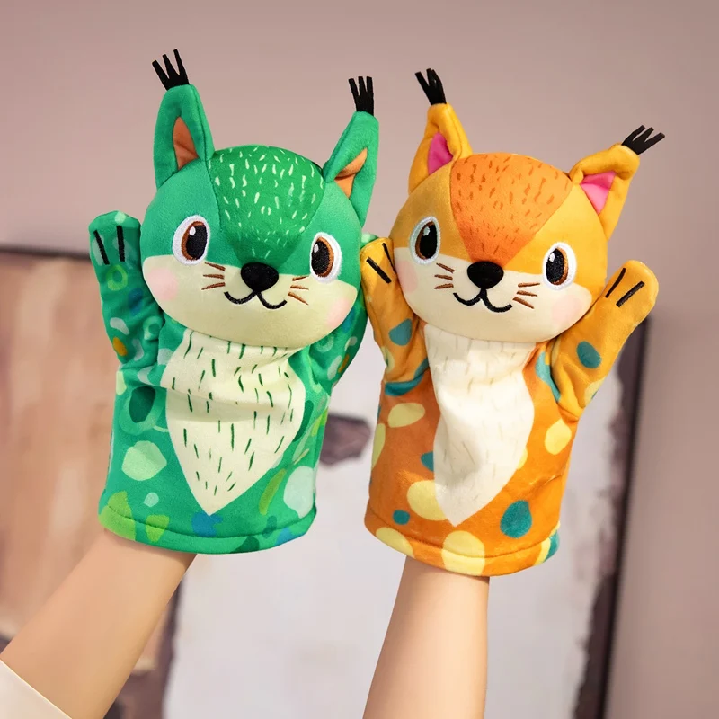 Esquilo animal mão dedo fantoche boneca de pelúcia brinquedos educativos do bebê macio brinquedos de pelúcia anime boneca jogo para meninas presentes