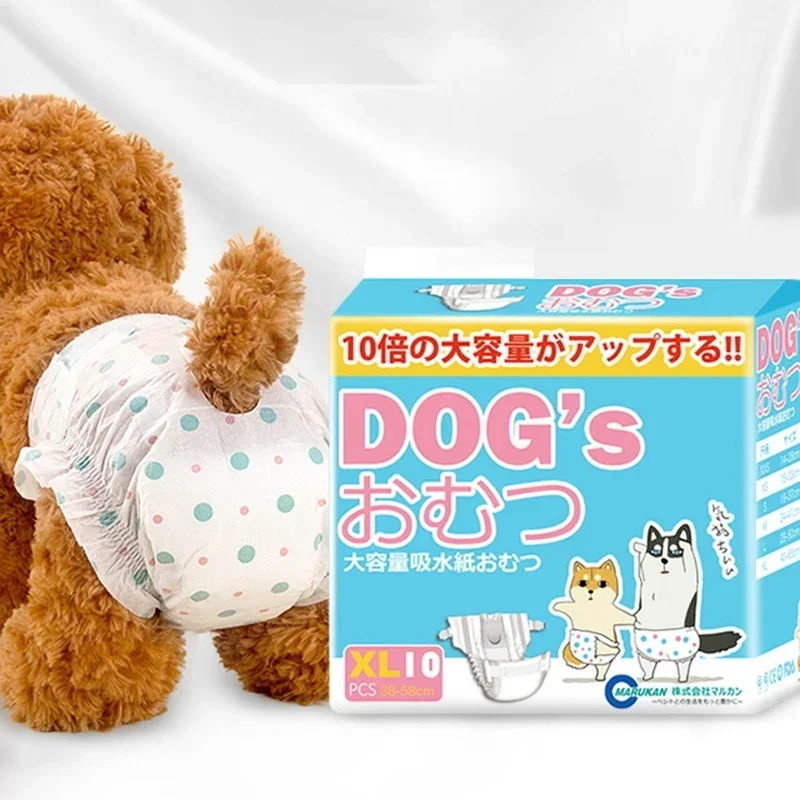 10Pcs Female Dog Diaper for Teddy, Leakproof Nappies, Super Absorption, Sanitary Pants, Pet Menstrual, Physiological Pants