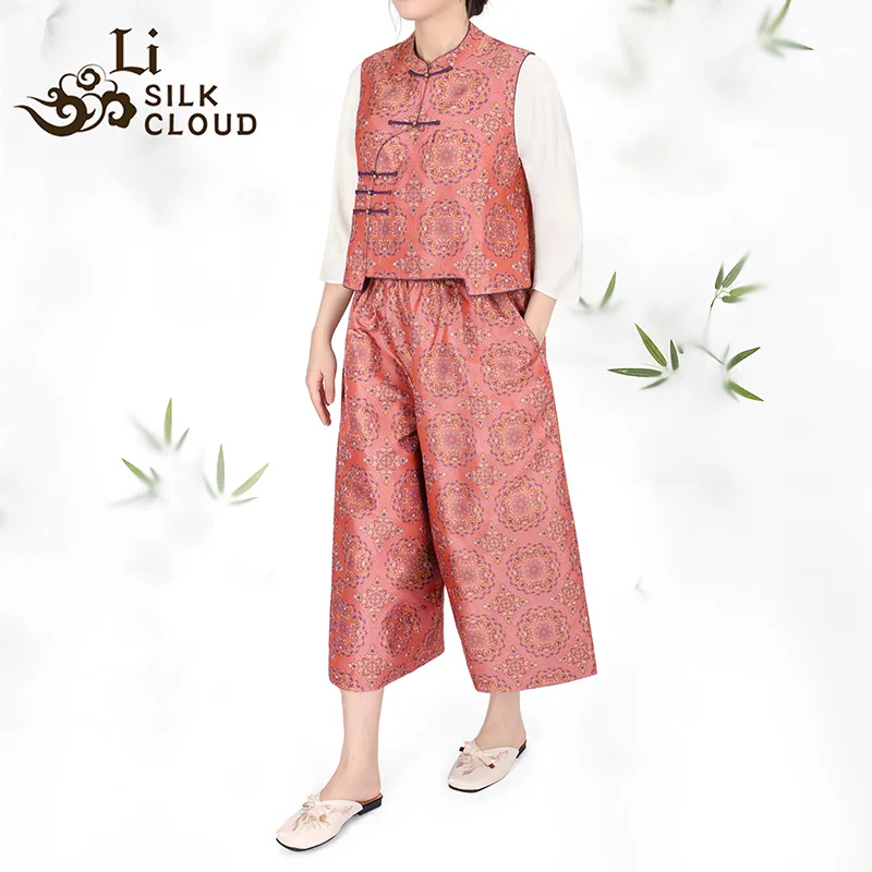LI SILK CLOUD xiangyunsha Handmade Traditional Silk Vest- Skin-Friendly Silk Fabric,Comfortable Daily Guangdong Black Pearl