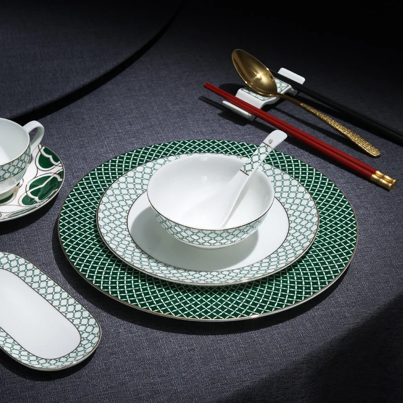 European Light Luxury Ceramic Plate Bowl High-End Hotel Special Bone China Table Set Plate Box Bone Plate Tableware