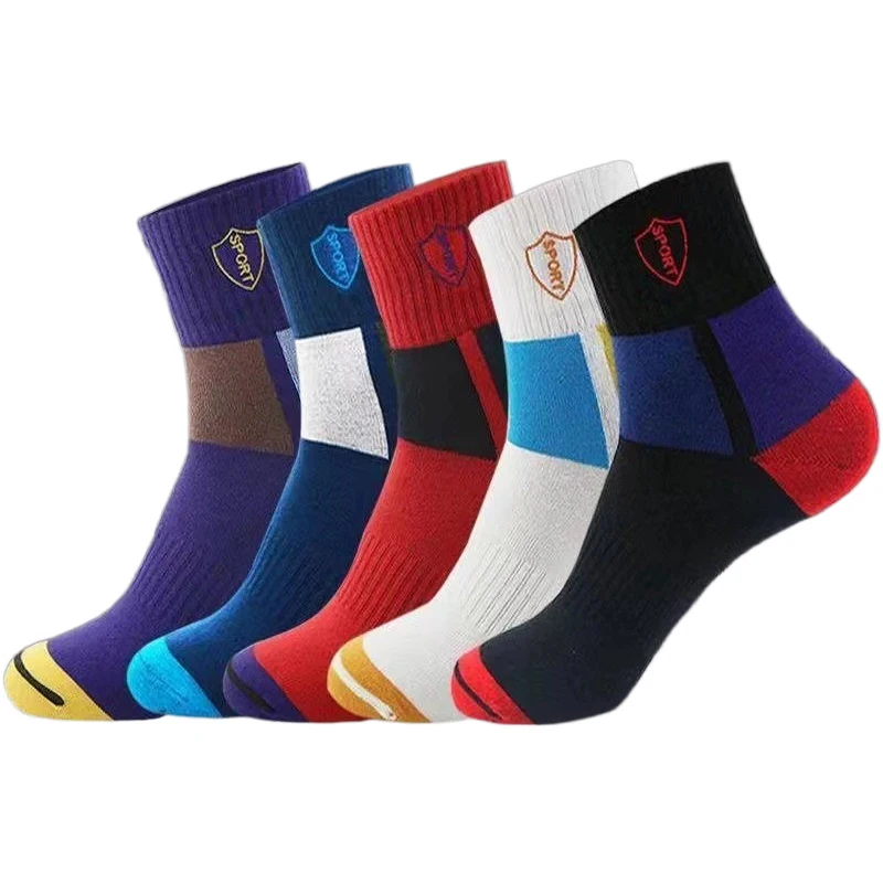 

5 Pairs Men's Anti-odor Sweat Socks Mid-calf Sports Socks Spring, Summer, Four Seasons, Fall and Winter Cotton Business MEN'S