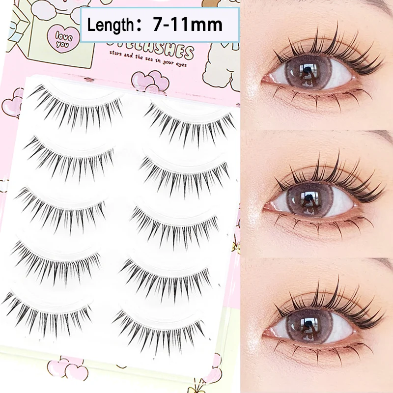 Dream Deer 5 Pairs False Eyelashes A Type Eyelashes Upgraded Lash V-shaped 0.14mm Transparent Stem Soft Natural Eye Lashes Mink