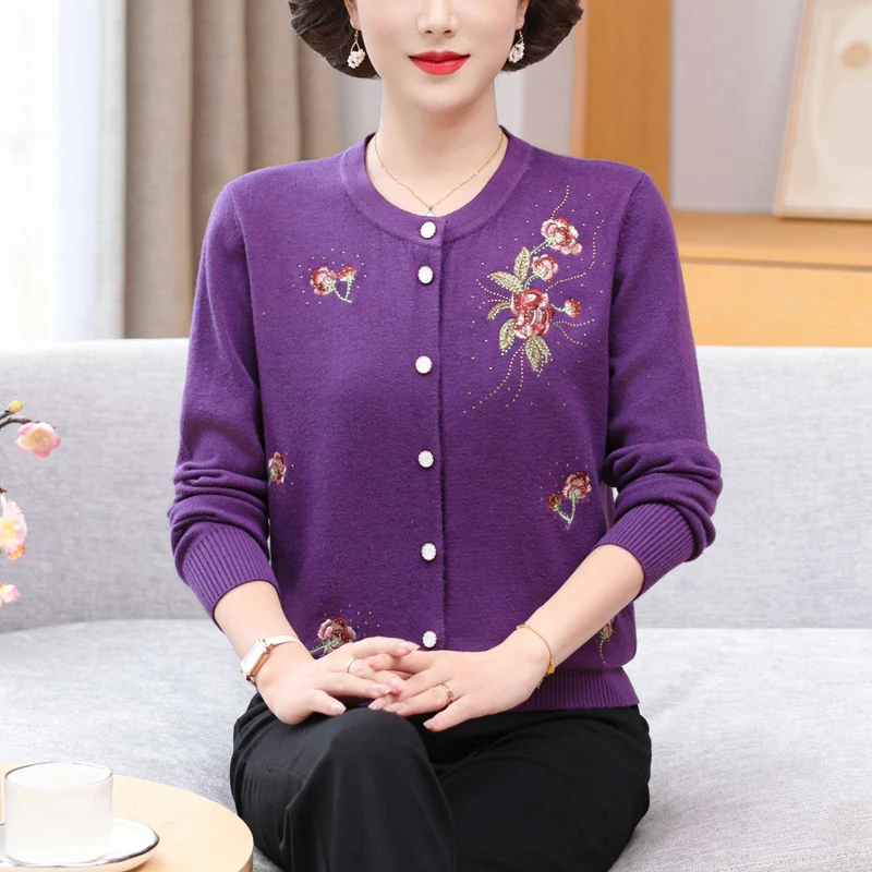 

Embroidery Cardigans Spring Autumn Sweater Women Knitted Top Femme Fashion Single Breasted Female Cardigan